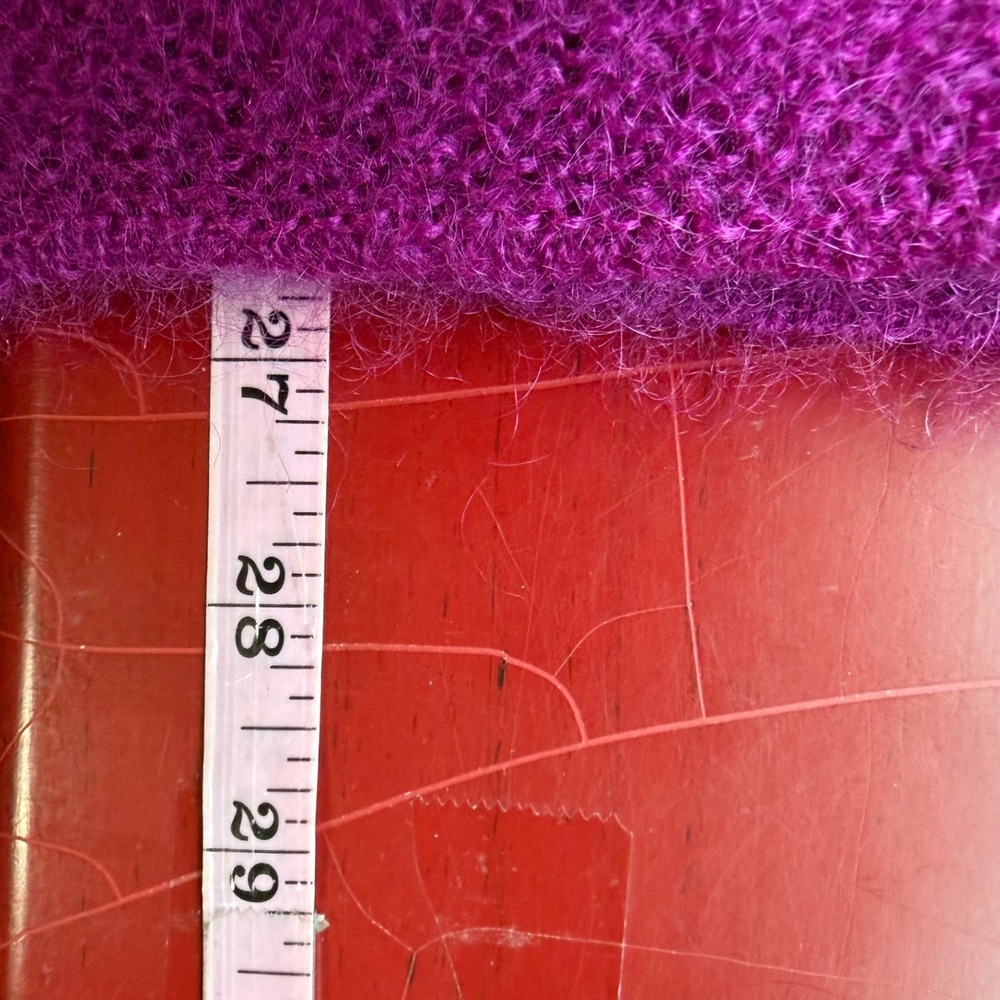 Vintage Mohair Blend Fuzzy Sweater Womens L Magenta Purple Cozy Luxury Cobain - Picture 7 of 8